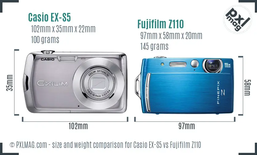 Casio EX-S5 vs Fujifilm Z110 size comparison
