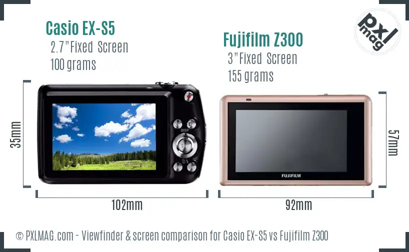 Casio EX-S5 vs Fujifilm Z300 Screen and Viewfinder comparison