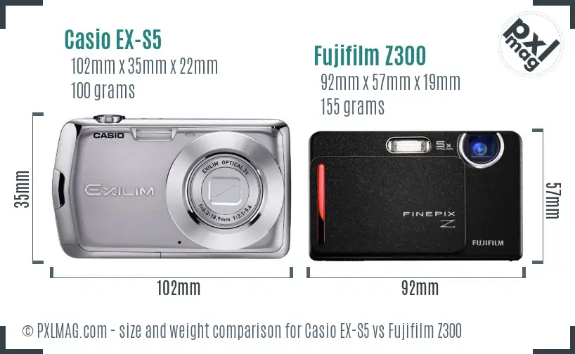 Casio EX-S5 vs Fujifilm Z300 size comparison