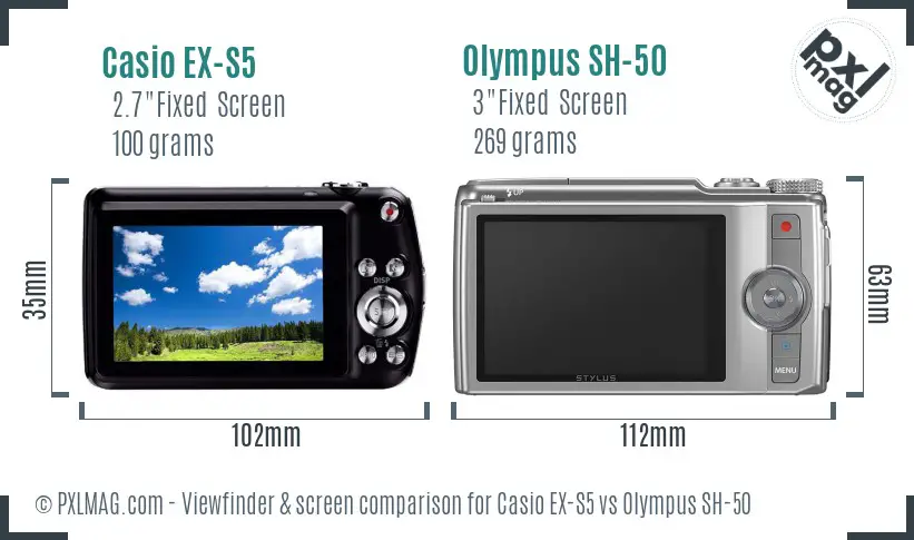 Casio EX-S5 vs Olympus SH-50 Screen and Viewfinder comparison