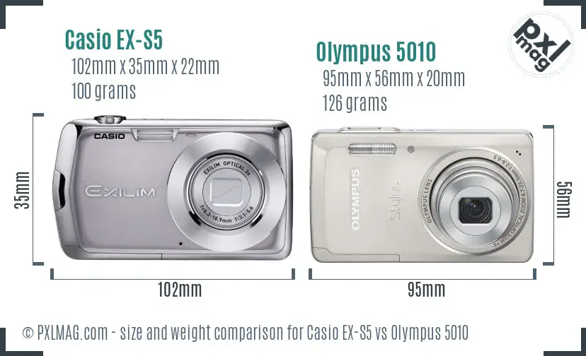 Casio EX-S5 vs Olympus 5010 size comparison