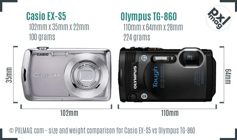 Casio EX-S5 vs Olympus TG-860 size comparison