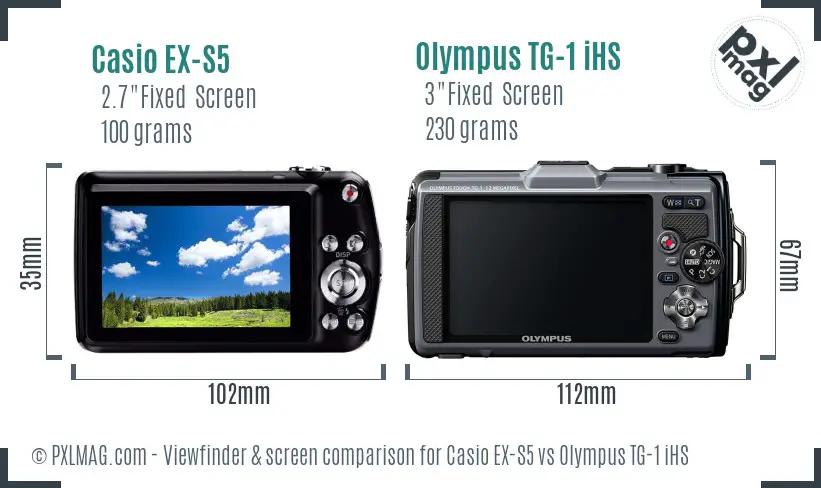 Casio EX-S5 vs Olympus TG-1 iHS Screen and Viewfinder comparison