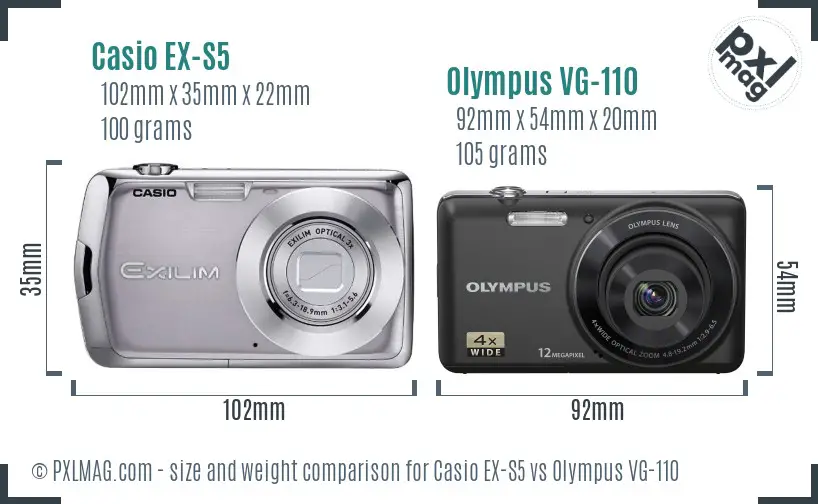 Casio EX-S5 vs Olympus VG-110 size comparison