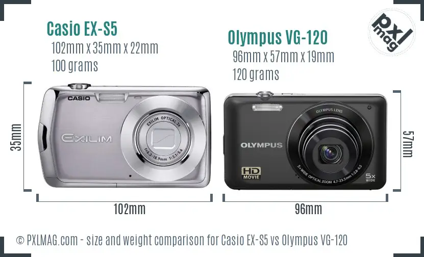 Casio EX-S5 vs Olympus VG-120 size comparison