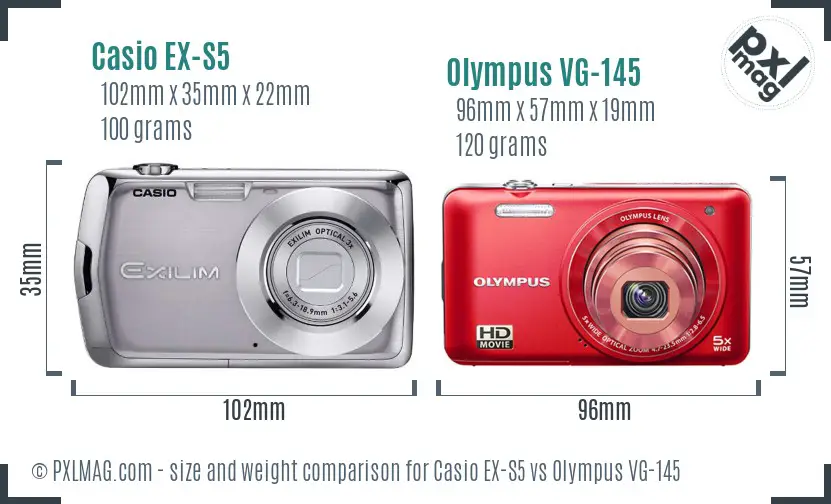 Casio EX-S5 vs Olympus VG-145 size comparison