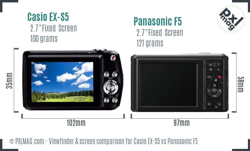 Casio EX-S5 vs Panasonic F5 Screen and Viewfinder comparison Casio EX-S5 vs Panasonic F5 Screen and Viewfinder comparison