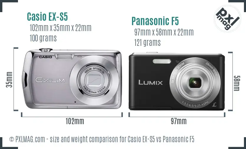 Casio EX-S5 vs Panasonic F5 size comparison Casio EX-S5 vs Panasonic F5 size comparison