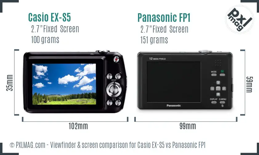 Casio EX-S5 vs Panasonic FP1 Screen and Viewfinder comparison