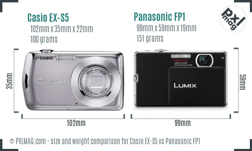 Casio EX-S5 vs Panasonic FP1 size comparison