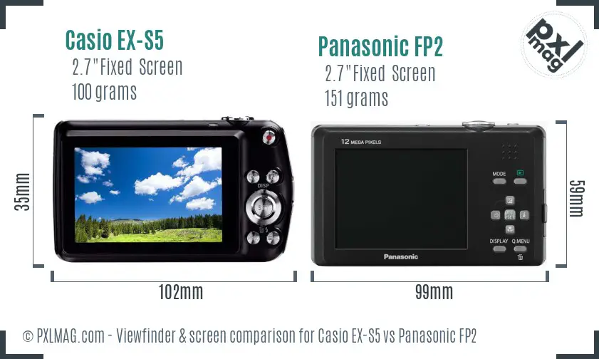 Casio EX-S5 vs Panasonic FP2 Screen and Viewfinder comparison