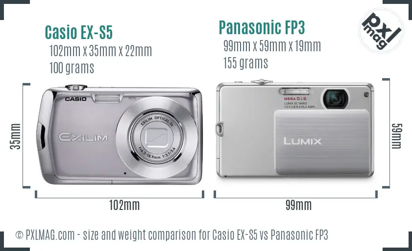 Casio EX-S5 vs Panasonic FP3 size comparison Casio EX-S5 vs Panasonic FP3 size comparison