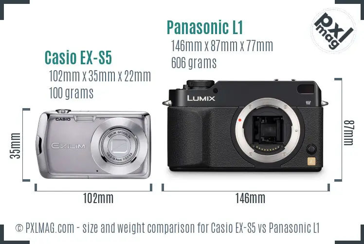 Casio EX-S5 vs Panasonic L1 size comparison