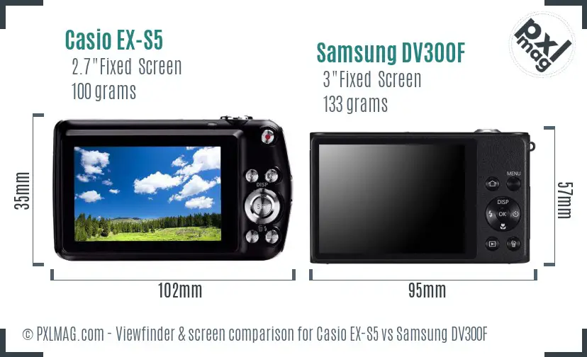 Casio EX-S5 vs Samsung DV300F Screen and Viewfinder comparison Casio EX-S5 vs Samsung DV300F Screen and Viewfinder comparison