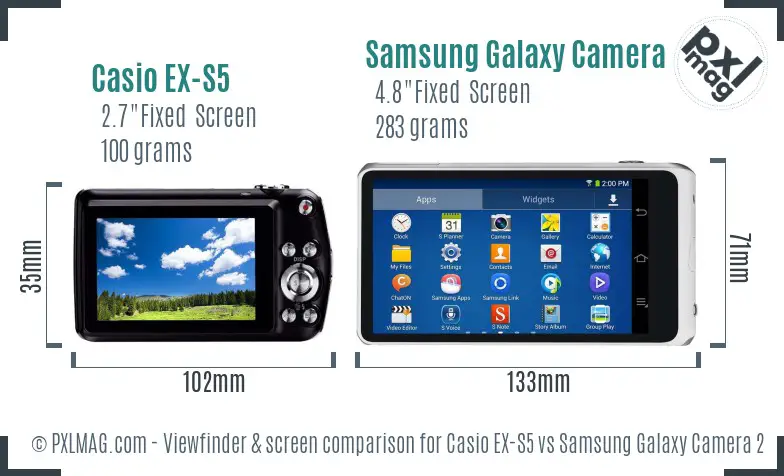 Casio EX-S5 vs Samsung Galaxy Camera 2 Screen and Viewfinder comparison