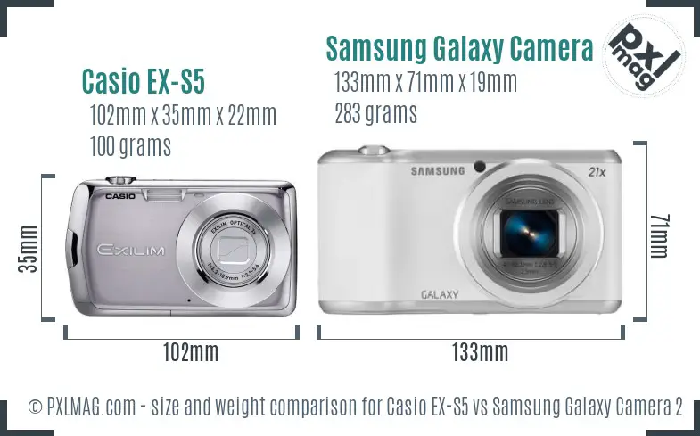 Casio EX-S5 vs Samsung Galaxy Camera 2 size comparison