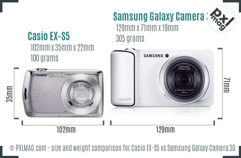 Casio EX-S5 vs Samsung Galaxy Camera 3G size comparison