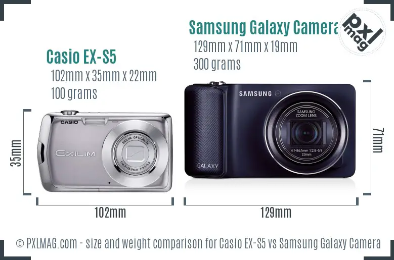 Casio EX-S5 vs Samsung Galaxy Camera size comparison