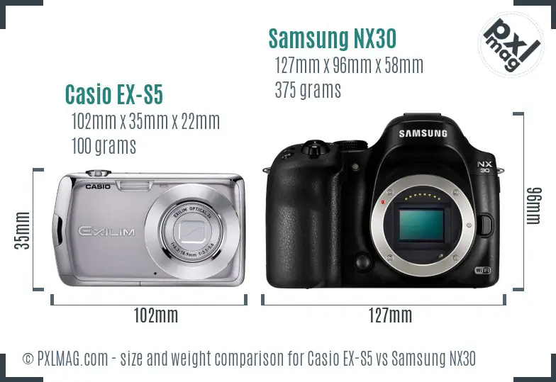 Casio EX-S5 vs Samsung NX30 size comparison