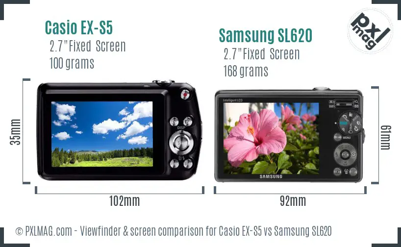 Casio EX-S5 vs Samsung SL620 Screen and Viewfinder comparison