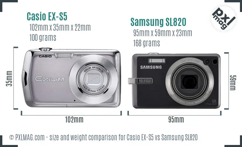 Casio EX-S5 vs Samsung SL820 size comparison