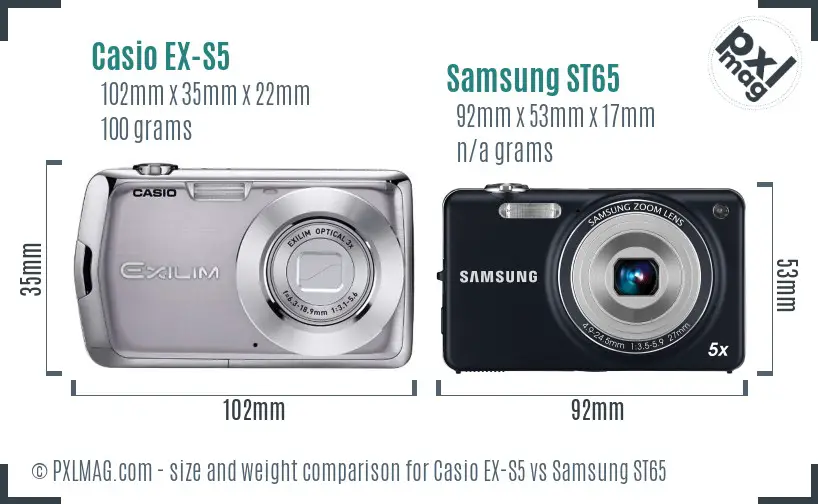 Casio EX-S5 vs Samsung ST65 size comparison