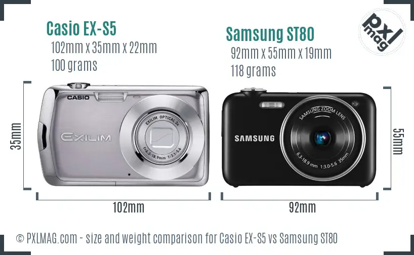 Casio EX-S5 vs Samsung ST80 size comparison