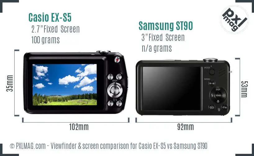 Casio EX-S5 vs Samsung ST90 Screen and Viewfinder comparison