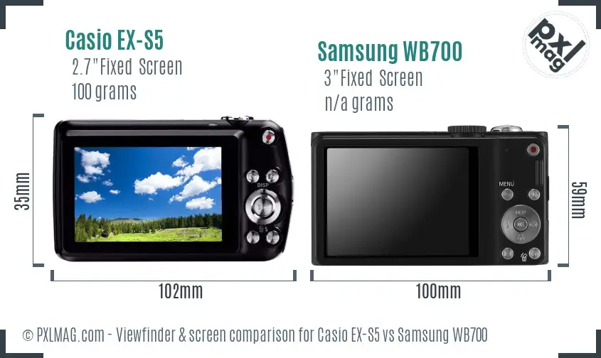 Casio EX-S5 vs Samsung WB700 Screen and Viewfinder comparison Casio EX-S5 vs Samsung WB700 Screen and Viewfinder comparison