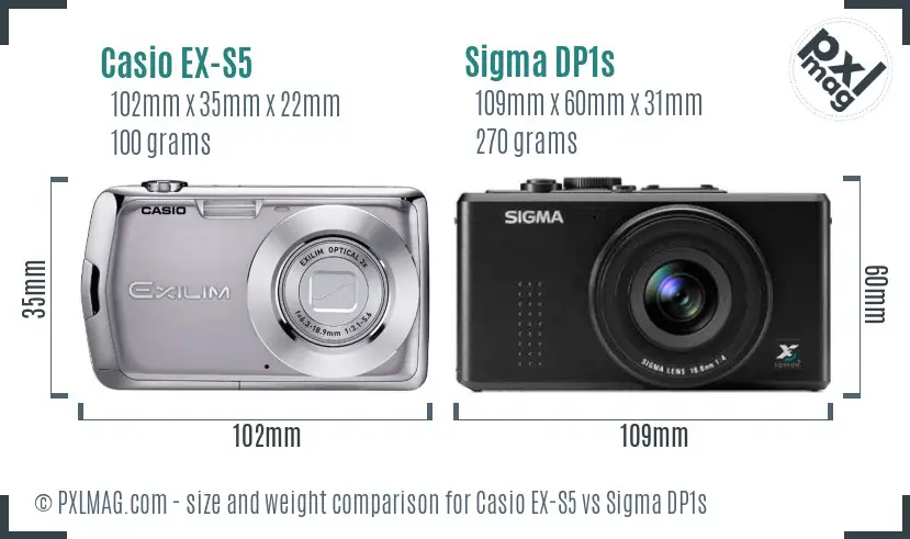Casio EX-S5 vs Sigma DP1s size comparison