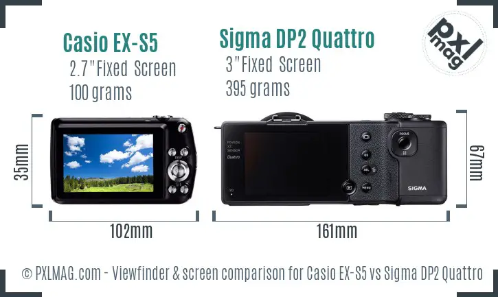 Casio EX-S5 vs Sigma DP2 Quattro Screen and Viewfinder comparison