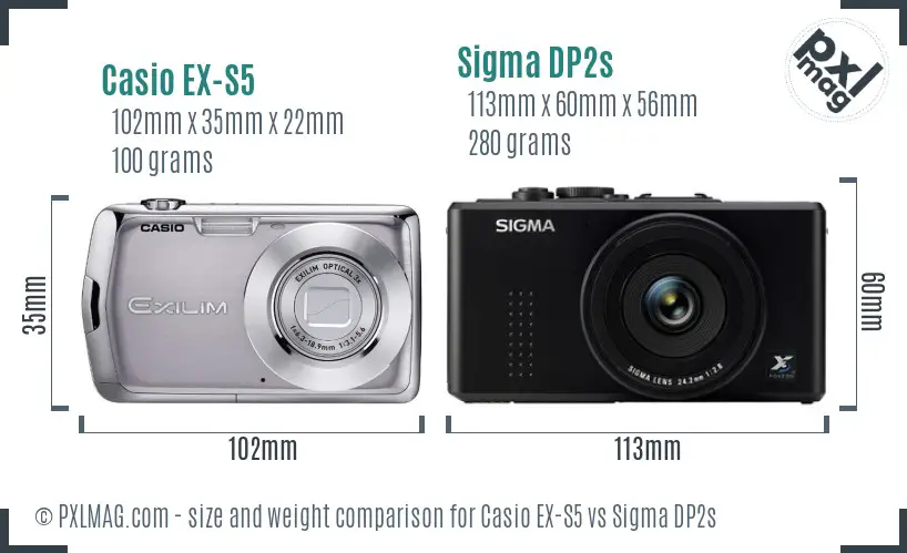 Casio EX-S5 vs Sigma DP2s size comparison