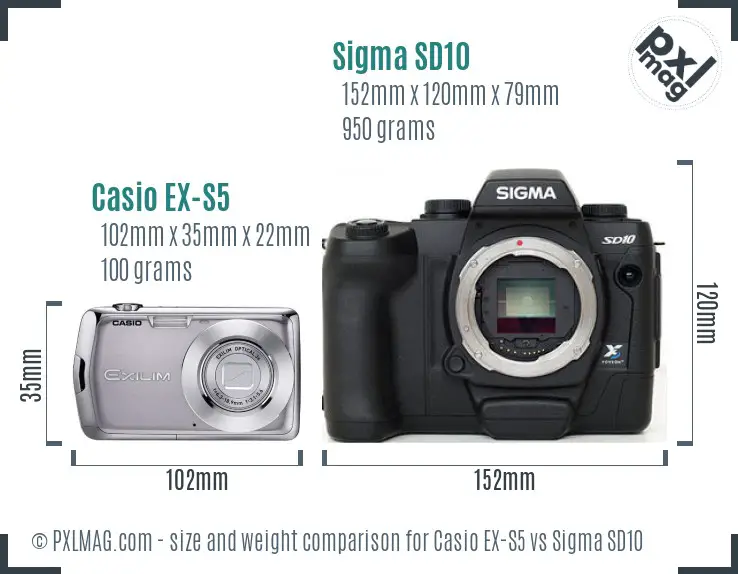 Casio EX-S5 vs Sigma SD10 size comparison