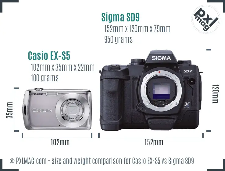 Casio EX-S5 vs Sigma SD9 size comparison