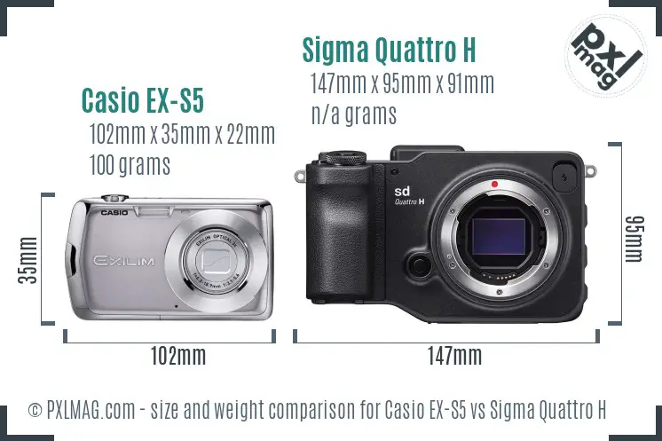 Casio EX-S5 vs Sigma Quattro H size comparison