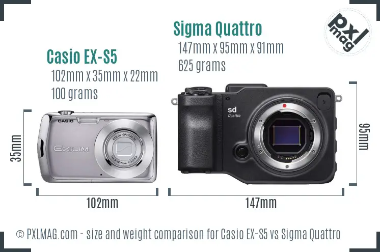 Casio EX-S5 vs Sigma Quattro size comparison