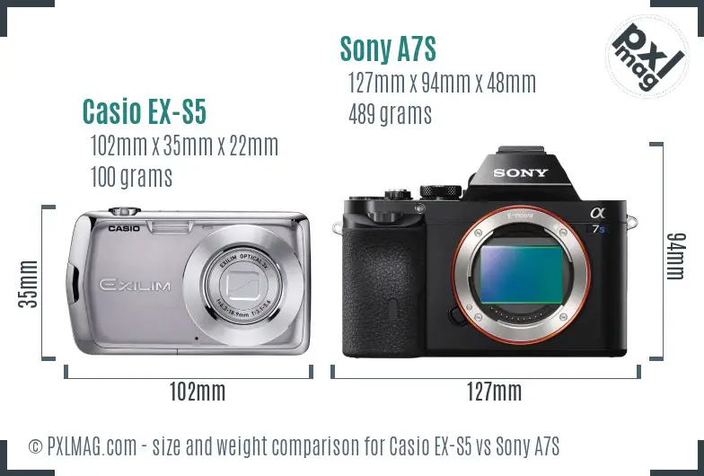 Casio EX-S5 vs Sony A7S size comparison Casio EX-S5 vs Sony A7S size comparison