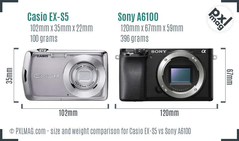 Casio EX-S5 vs Sony A6100 size comparison Casio EX-S5 vs Sony A6100 size comparison