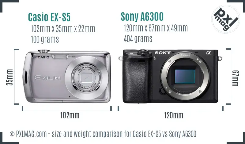 Casio EX-S5 vs Sony A6300 size comparison Casio EX-S5 vs Sony A6300 size comparison