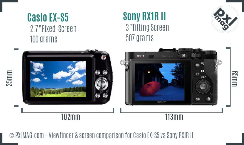 Casio EX-S5 vs Sony RX1R II Screen and Viewfinder comparison Casio EX-S5 vs Sony RX1R II Screen and Viewfinder comparison