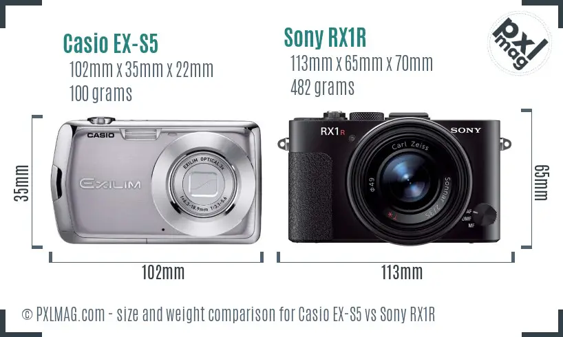 Casio EX-S5 vs Sony RX1R size comparison Casio EX-S5 vs Sony RX1R size comparison