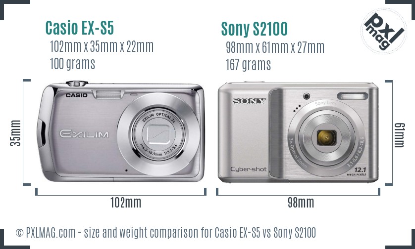 Casio EX-S5 vs Sony S2100 size comparison Casio EX-S5 vs Sony S2100 size comparison
