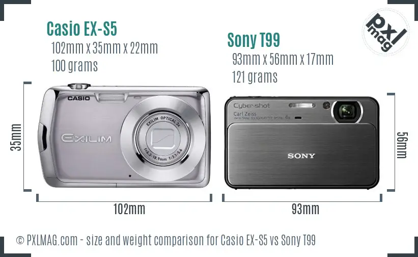 Casio EX-S5 vs Sony T99 size comparison