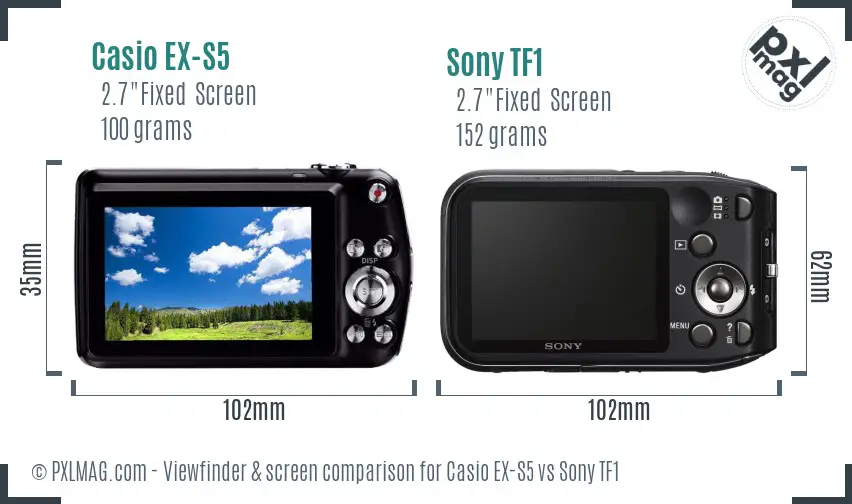 Casio EX-S5 vs Sony TF1 Screen and Viewfinder comparison