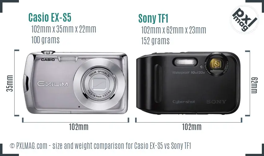 Casio EX-S5 vs Sony TF1 size comparison