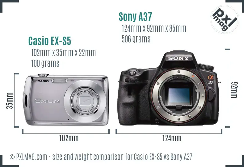 Casio EX-S5 vs Sony A37 size comparison