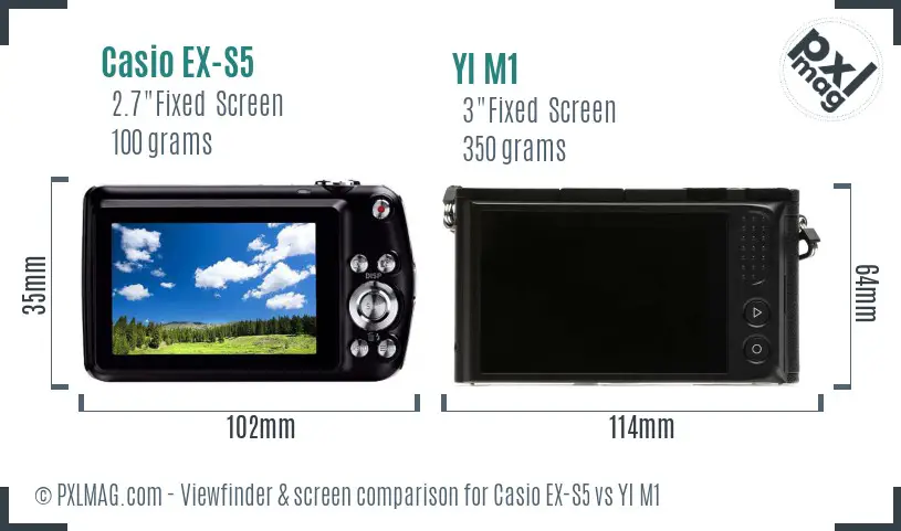 Casio EX-S5 vs YI M1 Screen and Viewfinder comparison