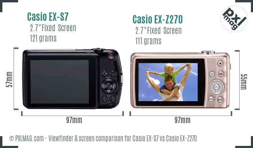 Casio EX-S7 vs Casio EX-Z270 Screen and Viewfinder comparison