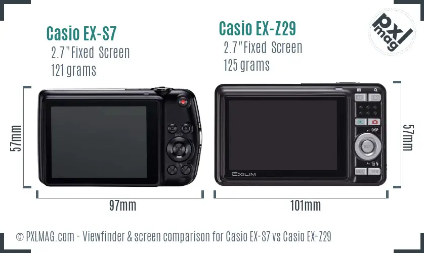 Casio EX-S7 vs Casio EX-Z29 Screen and Viewfinder comparison