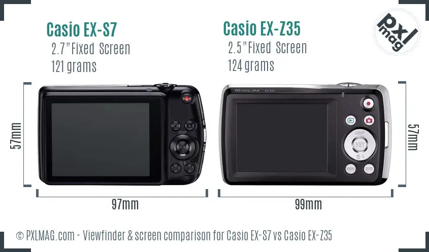 Casio EX-S7 vs Casio EX-Z35 Screen and Viewfinder comparison